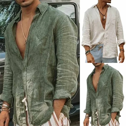 Solid Long Sleeve Shirt with Lightweight Fabric - Image 2