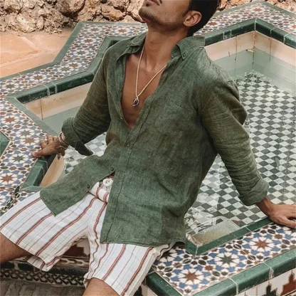 Solid Long Sleeve Shirt with Lightweight Fabric - Image 4