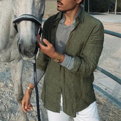 Solid Long Sleeve Shirt with Lightweight Fabric - Image 3