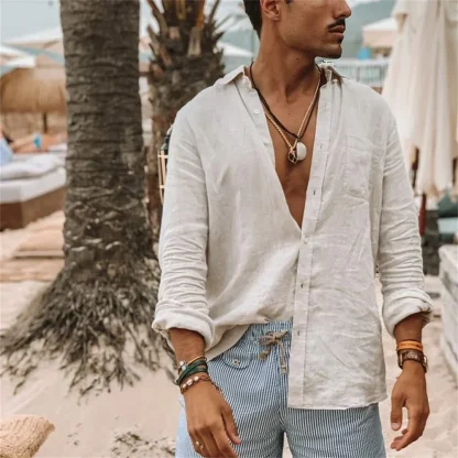 Solid Long Sleeve Shirt with Lightweight Fabric - Image 5