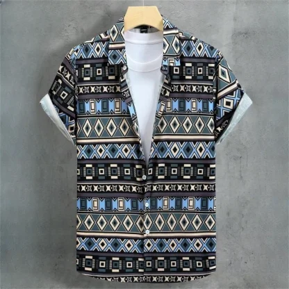 Buttoned Men's Shirt with Tribal Pattern - Image 12