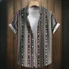 Buttoned Men's Shirt with Tribal Pattern - Image 9