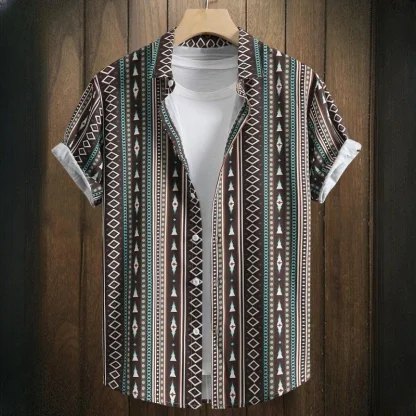 Buttoned Men's Shirt with Tribal Pattern - Image 9