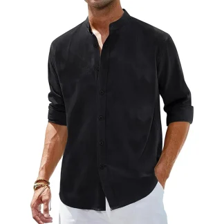 Lightweight Long Sleeve Shirt with Henley Collar