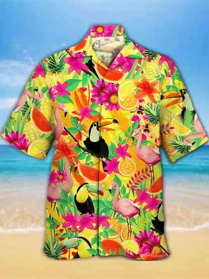 Vibrant Tropical Print Shirt for Men