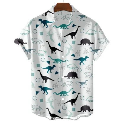 Button Up Shirt with Dinosaur Print