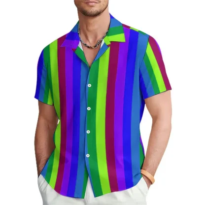Vertical Stripe Shirt with Colorful Design - Image 3