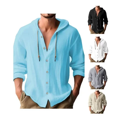 Lightweight Shirt with Hooded Drawstring - Image 4