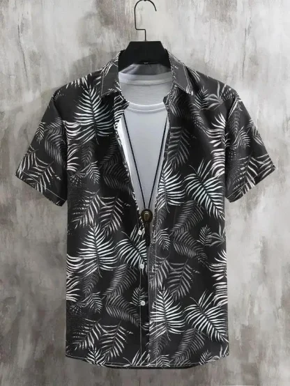 Tropical Print Shirt with Short Sleeve - Image 2