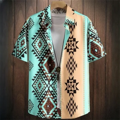 Buttoned Men's Shirt with Tribal Pattern - Image 4