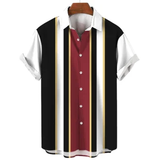 Short Sleeve Shirt with Stripe Pattern