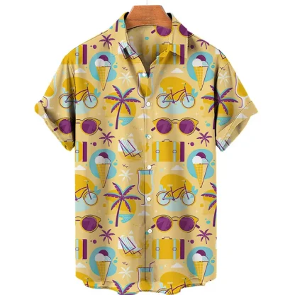Donut Print Men's Shirt with Short Sleeve - Image 13