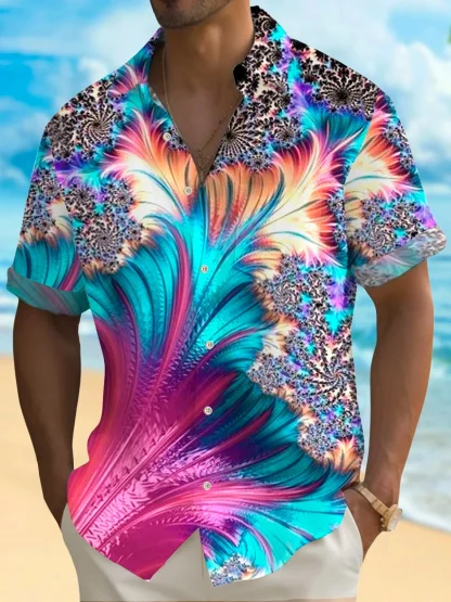 Vibrant Tropical Print Shirts with Collar - Image 9