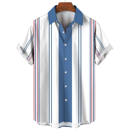 Short Sleeve Shirt with Stripe Pattern - Image 4