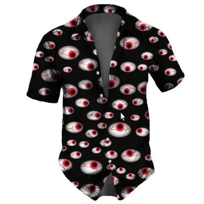 Printed Eye Short Sleeve Men's Shirt - Image 4