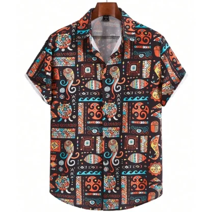 Buttoned Men's Shirt with Tribal Pattern - Image 8