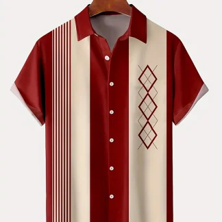 Printed Buttoned Shirt with Striped Pattern