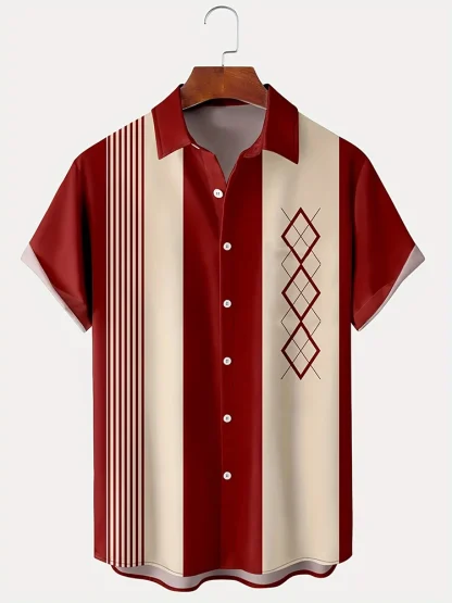 Printed Buttoned Shirt with Striped Pattern