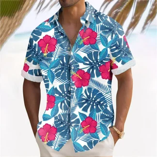 Tropical Print Button Up Shirts