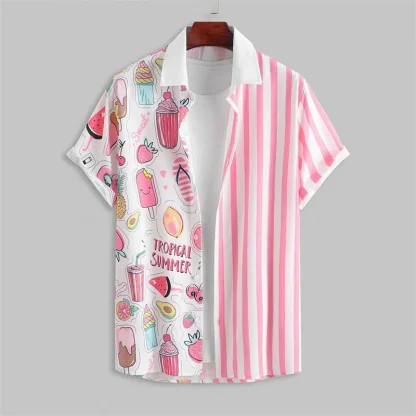 Donut Print Men's Shirt with Short Sleeve - Image 7