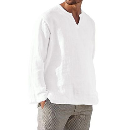 V-neck Solid Shirt with Long Sleeve - Image 7
