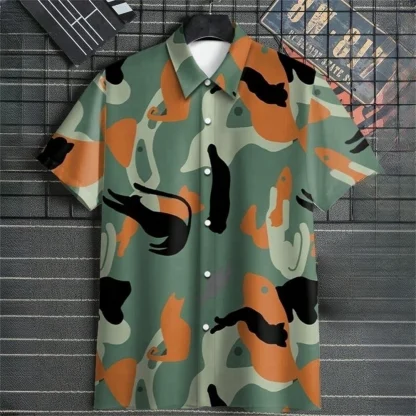 Buttoned Men's Shirt with Geometric Pattern - Image 5