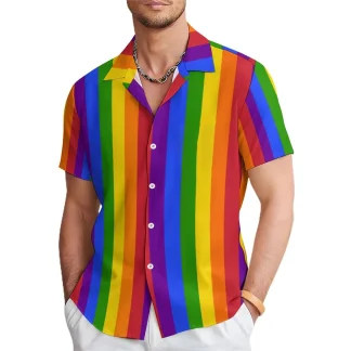 Vertical Stripe Shirt with Colorful Design