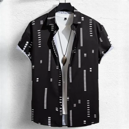 Buttoned Men's Shirt with Geometric Pattern