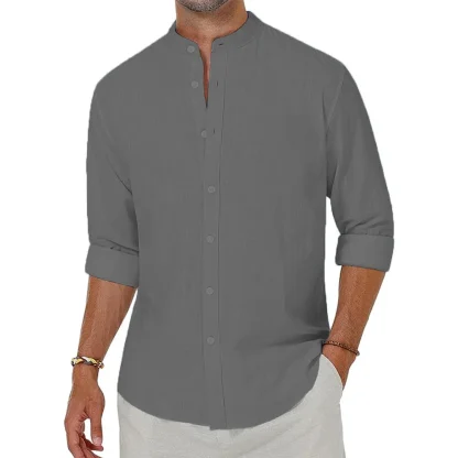 Lightweight Long Sleeve Shirt with Henley Collar - Image 4