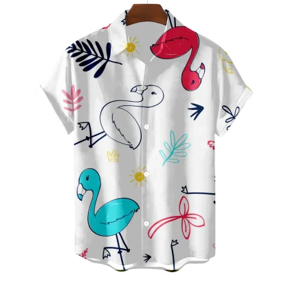 Flamingo Print Summer Shirt with Buttons - Image 5