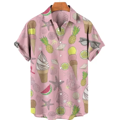 Donut Print Men's Shirt with Short Sleeve - Image 8