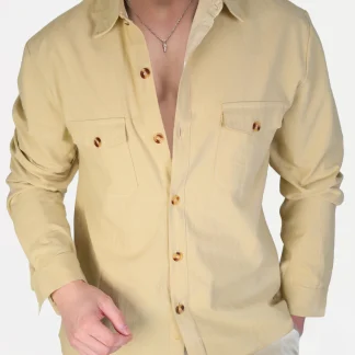 Classic Button-Up Shirt with Solid Color Design