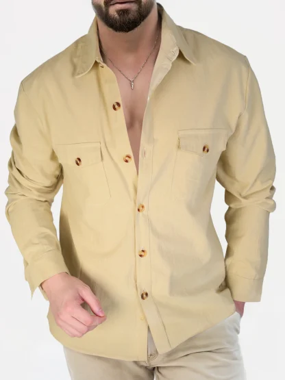 Classic Button-Up Shirt with Solid Color Design