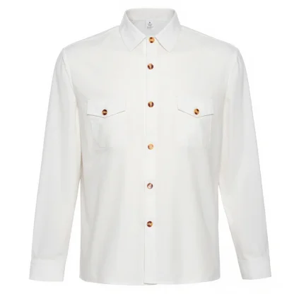 Classic Button-Up Shirt with Solid Color Design - Image 6