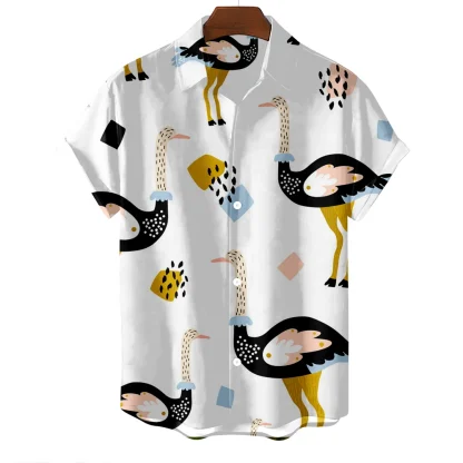 Flamingo Print Summer Shirt with Buttons - Image 6
