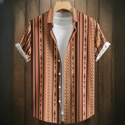 Buttoned Men's Shirt with Tribal Pattern - Image 11