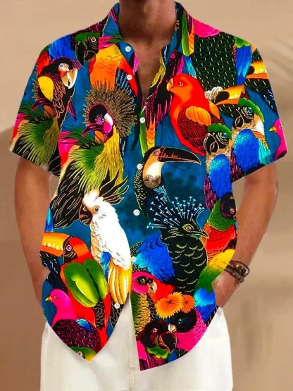 Vibrant Tropical Print Shirts with Collar - Image 7