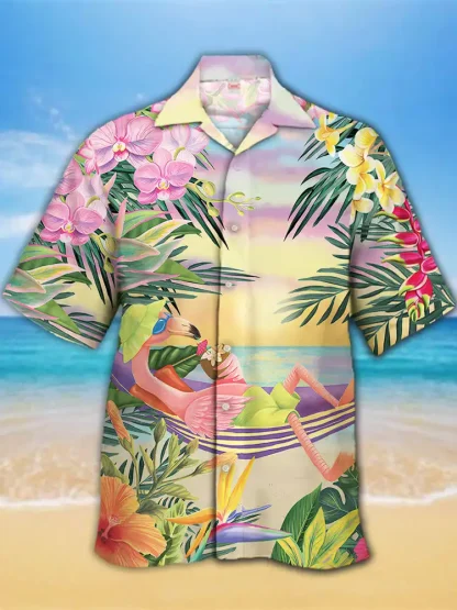 Vibrant Tropical Print Shirt for Men - Image 4