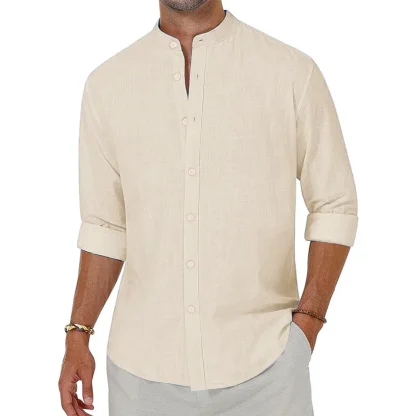 Lightweight Long Sleeve Shirt with Henley Collar - Image 3