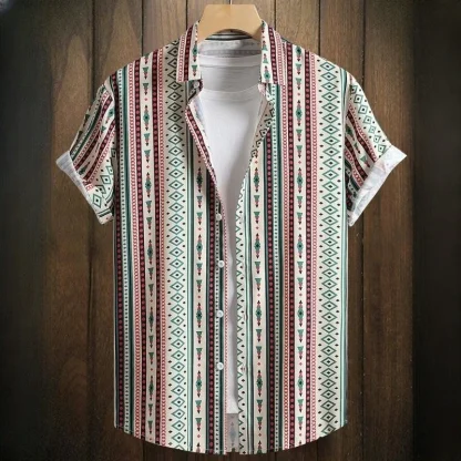 Buttoned Men's Shirt with Tribal Pattern - Image 10