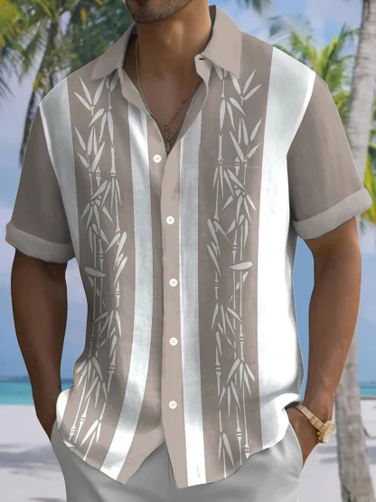 Printed Buttoned Shirt with Striped Pattern - Image 5