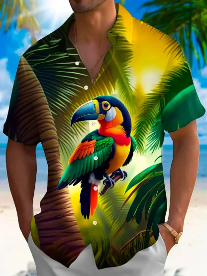 Vibrant Tropical Print Shirts with Collar - Image 3