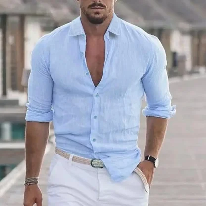 Long Sleeve Shirt with Turn Down Collar - Image 12