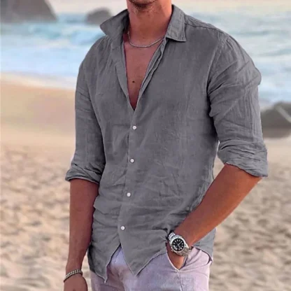 Long Sleeve Shirt with Turn Down Collar - Image 2