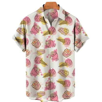 Donut Print Men's Shirt with Short Sleeve - Image 10