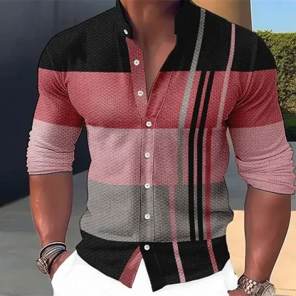 Striped Long Sleeve Shirt with Button Closure