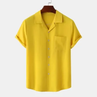 Solid Short Sleeve Shirt with Collar