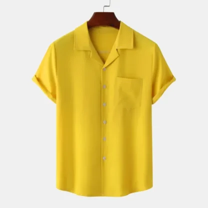 Solid Short Sleeve Shirt with Collar