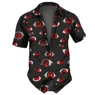 Printed Eye Short Sleeve Men's Shirt