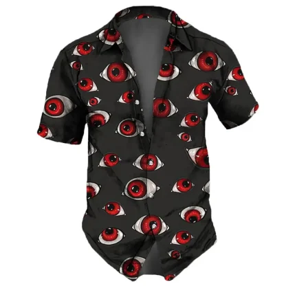 Printed Eye Short Sleeve Men's Shirt